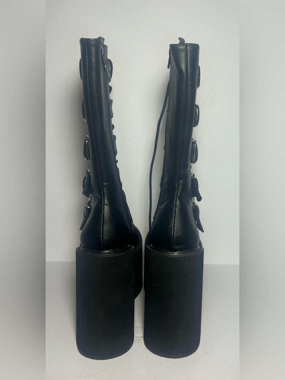 NIB Demons Swing 220 Black Mid Calf Boots Size 6 Zip Up Goth Punk Emo Grunge - Picture 4 of 9